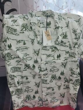 Element Green Nature-Print Button-Up Shirt on Cream